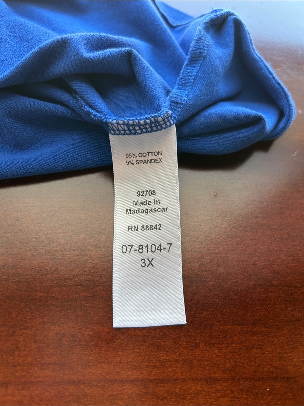 Catherines Royal Blue V-Neck Short Sleeve Top with Trim 3X - Picture 5 of 8